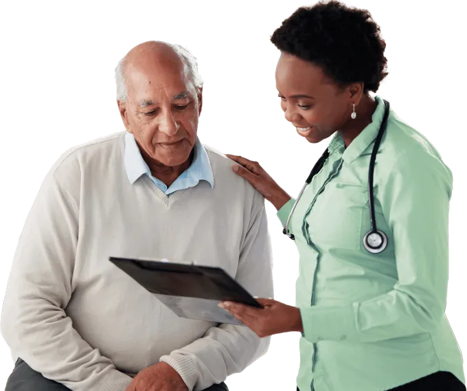 A doctor talking with a patient